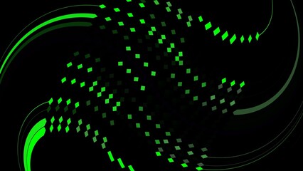 Black background with curved rows of arranged rhombuses
