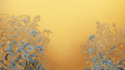 青い花模様のある背景デザイン　AI画像　ジェネレーティブAI