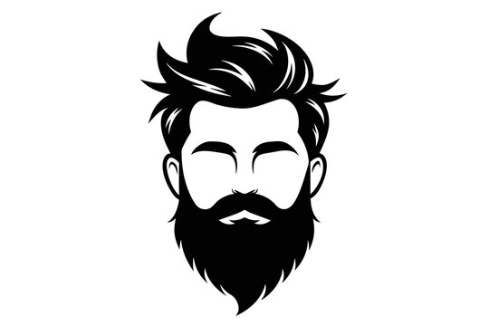 Silhouette color  image Iconic Men's Beard and Hairstyle Set Perfect for Barber Shops, Haircuts, and Men's Fashion white background 