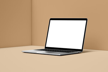 Laptop with blank screen mockup