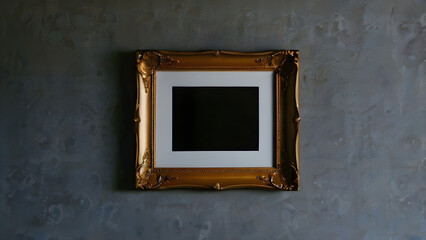 Generative KI goldener leerer vintage Bilderrahmen