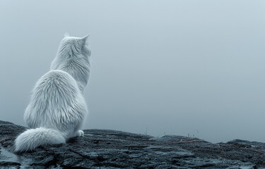 Himalayan Cat's Misty Coastal Meander - obrazy, fototapety, plakaty
