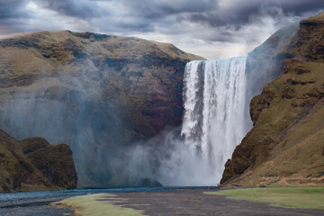Skogafoss Waterfall, Iceland - obrazy, fototapety, plakaty