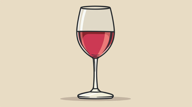 Wine glass cup drink liquid line image flat cartoon