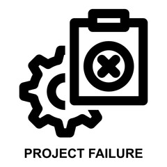 project failure, project failed, project management, cancel, failed, unsuccessful expanded agile outline icon for web mobile app presentation printing