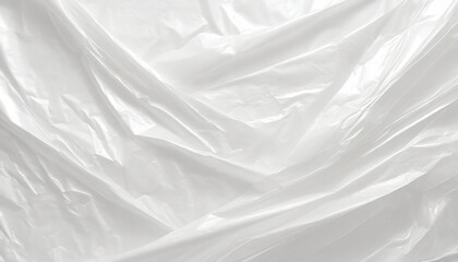 Obraz premium Close up on white plastic transparent cellophane bag background. Shiny crumpled plastic texture
