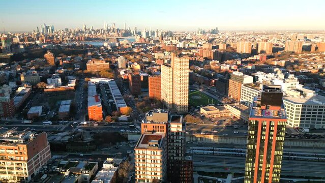 Aerial Orbit Shot of Atlantic Avenue in Downtown Brooklyn - Pt. 2