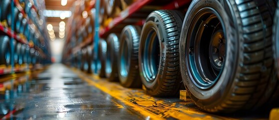 Supporting the Automotive Sector: How Automotive Warehouses Supply Vital Car Parts. Concept Automotive Sector, Automotive Warehouses, Car Parts, Supply Chain, Auto Industry - obrazy, fototapety, plakaty