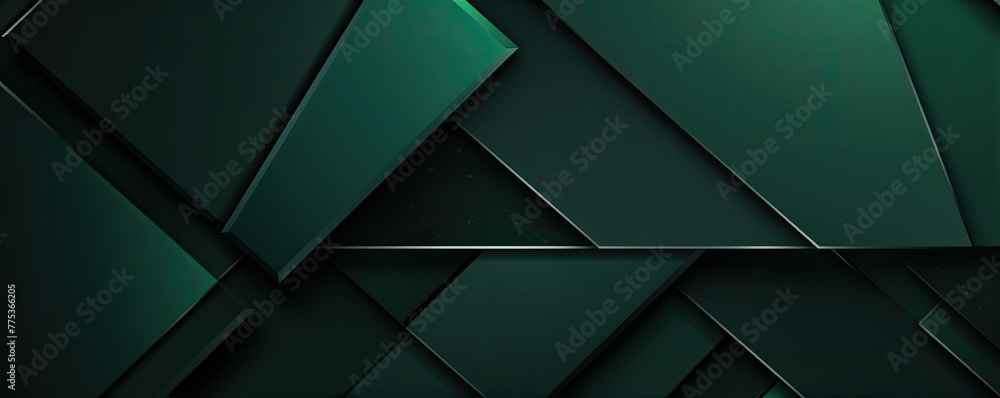 Aufkleber dark green abstract in wide banner shape. polygon elegant or frame background. copy space for text.