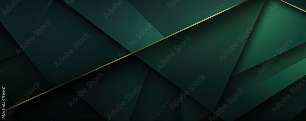 Aufkleber dark green abstract in wide banner shape. polygon elegant or frame background. copy space for text.