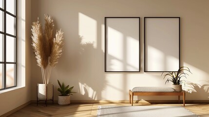 Home Interior Design Concept | Blank Mockup Poster Artwork Frame Template