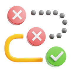 Fototapeta premium PNG 3D Trial and Erorr icon isolated on a white background