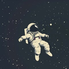 cartoon astronaut in space