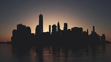 Panoramic View of Lower Manhattan Skyline. Lower Manhattan at Dusk. New York Cityscape.
 - obrazy, fototapety, plakaty