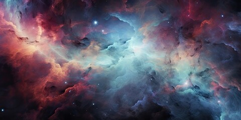 ultra-detailed nebula abstract wallpaper, depicting a mesmerizing cosmic scene filled with vibrant colors and intricate patterns. Swirling clouds of gas and dust dance across the canvas,  - obrazy, fototapety, plakaty