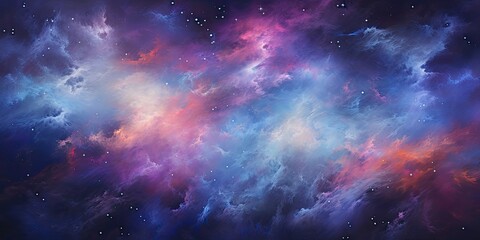 night sky ablaze with an iridescent display of deep space wonders. Glowing clouds of cosmic dust and gas create a mesmerizing tapestry of colors, shifting 