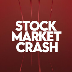  “STOCK MARKET CRASH” alert in white letters, dark red background