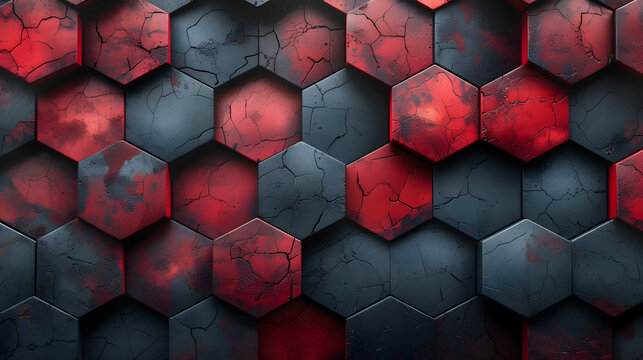 Abstract red hexagon background. 3d rendering toned image double exposure, Abstract background with hexagons, AI Generated