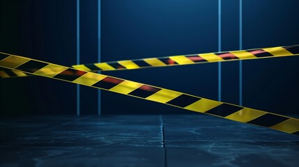 The police line. Warning tape on a dark blue background. Warning