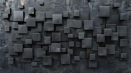 Black charcoal mosaic square tile pattern, tiled background