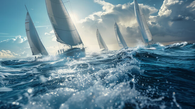 Sailboat regatta, sunny day