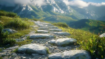 Footstones lining a sacred mountain trail