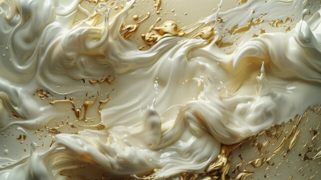 Abstract background of white and yellow paint splashes close-up.