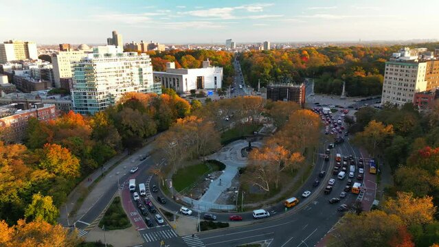 Aerial View of the Soldier and Sailor Memorial Arch Under Restoration