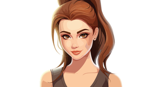 Young pretty woman with ponytail icon image flat ca