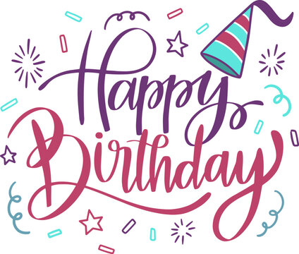  Stylish , fashionable and awesome Happy Brithday typography art and illustrator, Print ready vector handwritten phrase Happy Brithday T shirt hand lettered calligraphic design. Vector bundle.