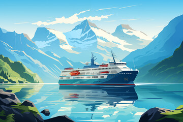 Norwegian Fjord Voyage in summer - obrazy, fototapety, plakaty