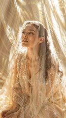 Young woman with an angelic expression