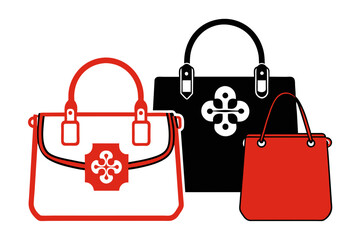 silhouette color image,Tory Burch handbag , white background © AL
