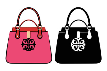 silhouette color image,Tory Burch handbag , white background © AL