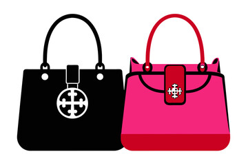 silhouette color image,Tory Burch handbag , white background © AL