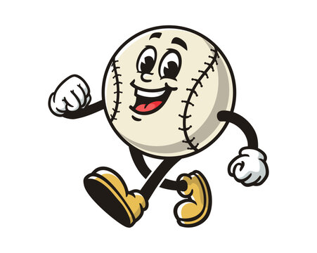 recommend clip art: walking Baseball cartoon mascot illustration character vector clip art hand drawn