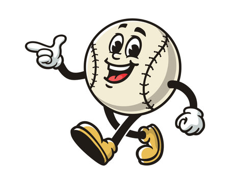 recommend clip art: walking Baseball with pointing finger cartoon mascot illustration character vector clip art hand drawn