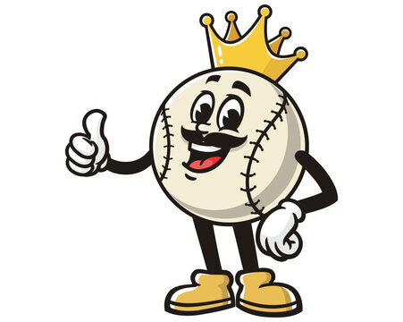 recommend clip art: Baseball King cartoon mascot illustration character vector clip art hand drawn