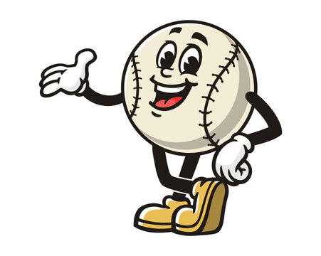 Baseball cartoon mascot illustration character vector clip art hand drawn