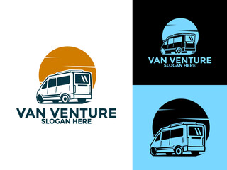 Fototapeta premium Van Logo vector, mini van symbol logo template, delivery and logistic services concept