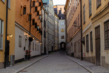 Narrow streets of old town of Stockholm, Sweden