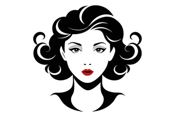 silhouette 'Glamorous Women's Hairstyle Creation' white background