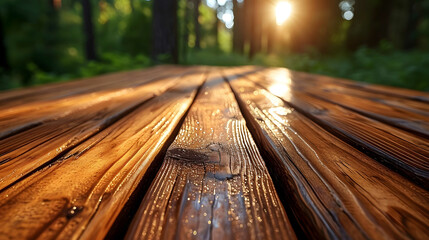 Beautiful wooden deck is an elegant and appealing addition to any outdoor space