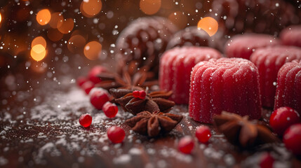 Tempting chocolates arranged as a Valentine's gift, forming a delightful background. - obrazy, fototapety, plakaty
