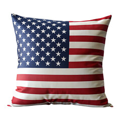Obraz premium Patriotic Pillow With American flag isolated on transparent background.