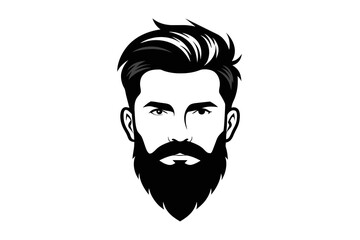 Silhouette Iconic Men's Beard and Hairstyle Set Perfect for Barber Shops, Haircuts, and Men's Fashion white background