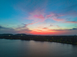 Sunset glow on the coast of Yudai Beach, Boao, Qionghai, Hainan, China