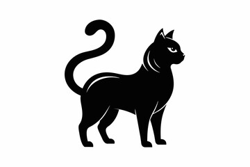 black cat logo silhouette black vector illustration