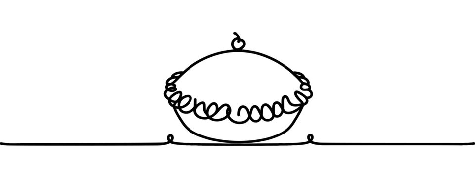 recommend clip art: One line continuous pie. Line art traditional pie outline. Hand drawn vector art.
