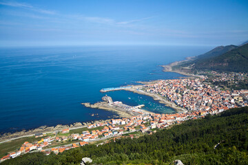 Naklejka na ściany i meble Panoramic aerial view of La Guardia, Galicia, Spain